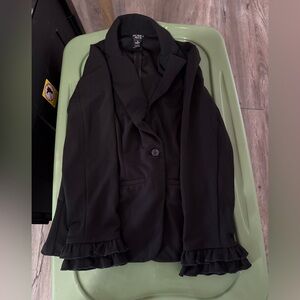 Soho Apparel Black Blazer with Ruffle Cuffs